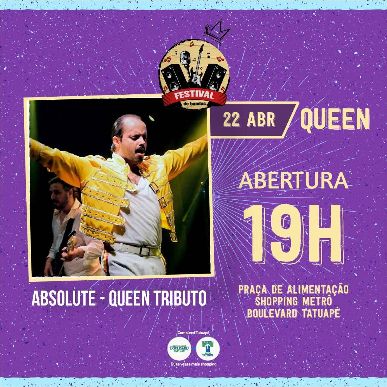 Cover da banda Queen se apresenta no Shopping Metrô Boulevard Tatuapé