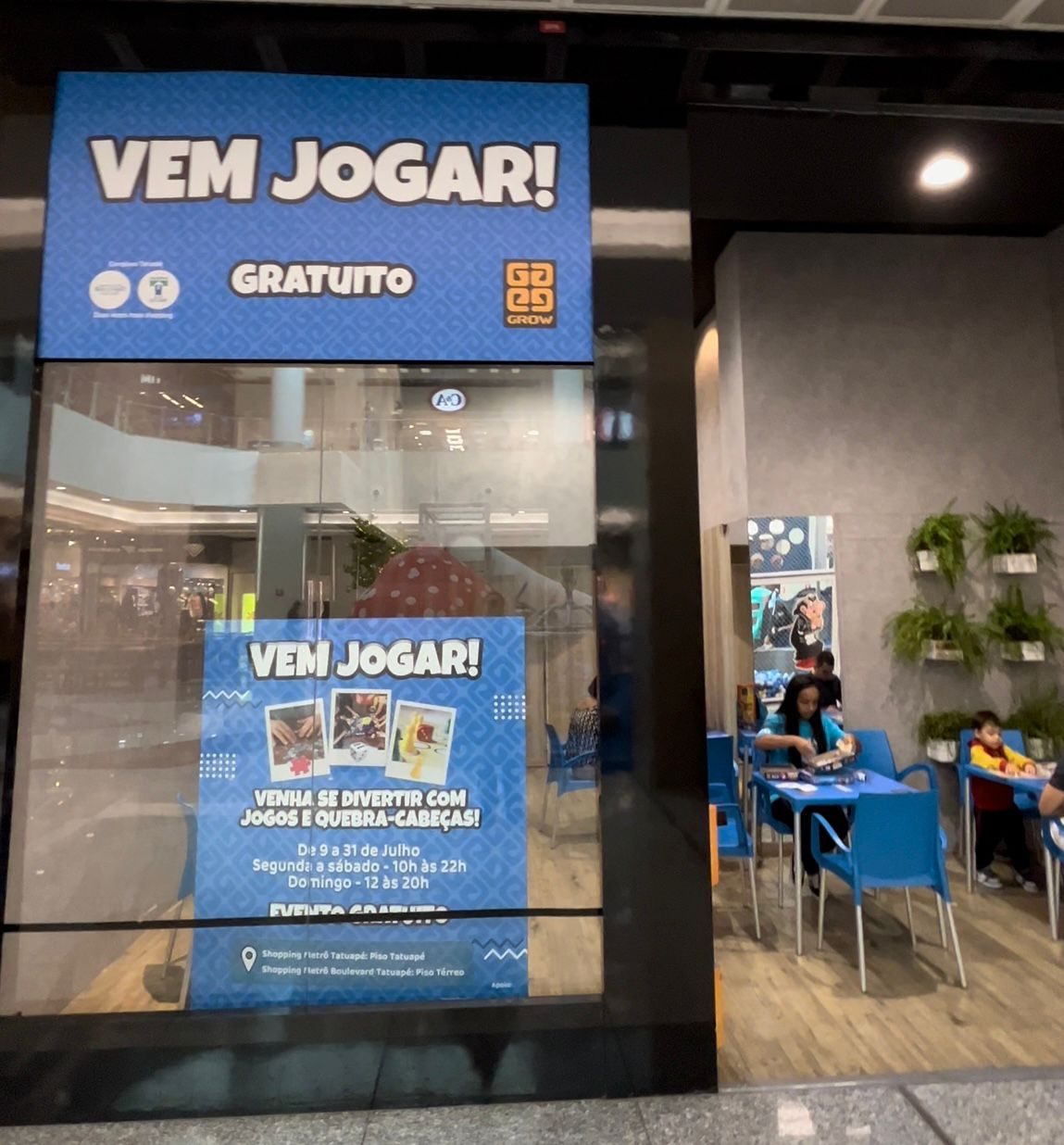 Venha se divertir e Brincar no Vem Jogar aqui no Complexo Tatuapé