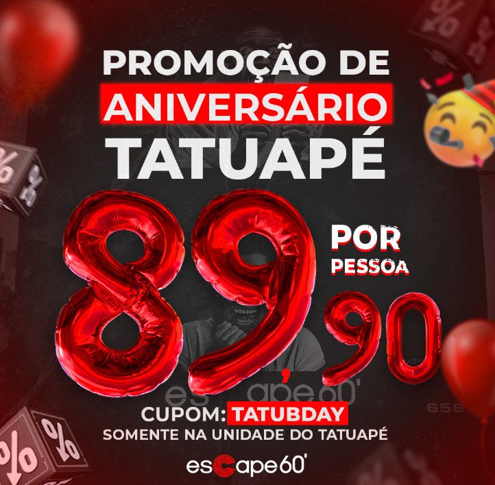 Enigmas e emoções: unidade do Escape 60′ no Tatuapé faz aniversário e oferece desconto exclusivo