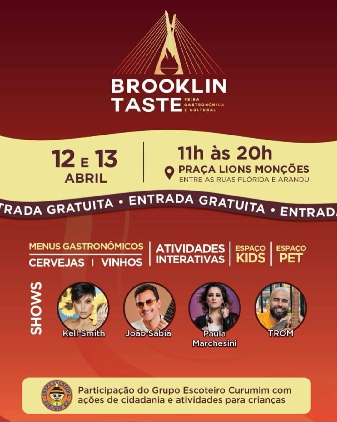 Brooklin Taste reúne Kell Smith, João Sabiá, Paula Marchesini, TROM, Nandu e Embrazza em dois dias de música e cultura no coração do Brooklin