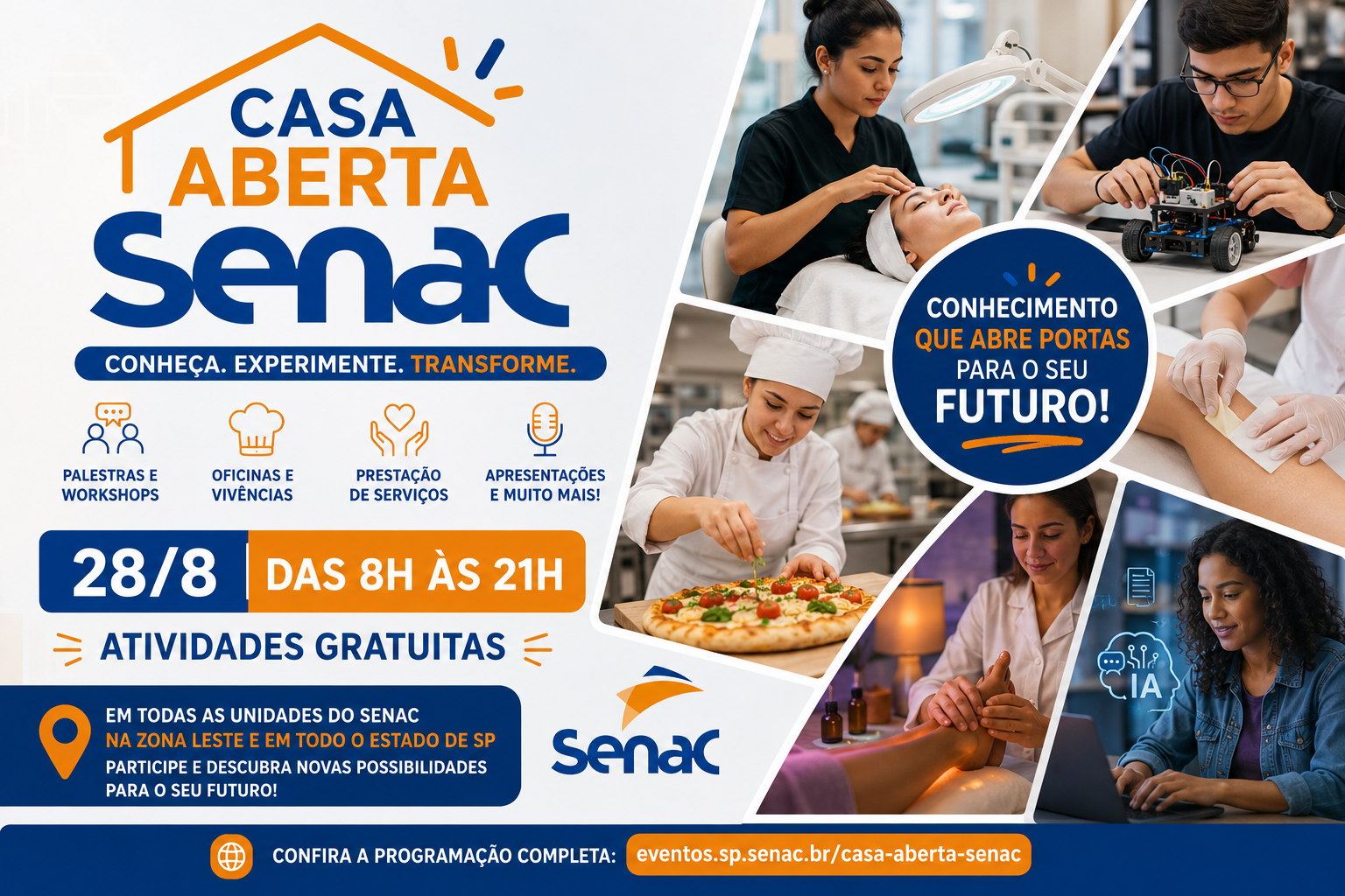 Casa Aberta Senac oferece atividades gratuitas em todas as unidades do Senac na zona leste