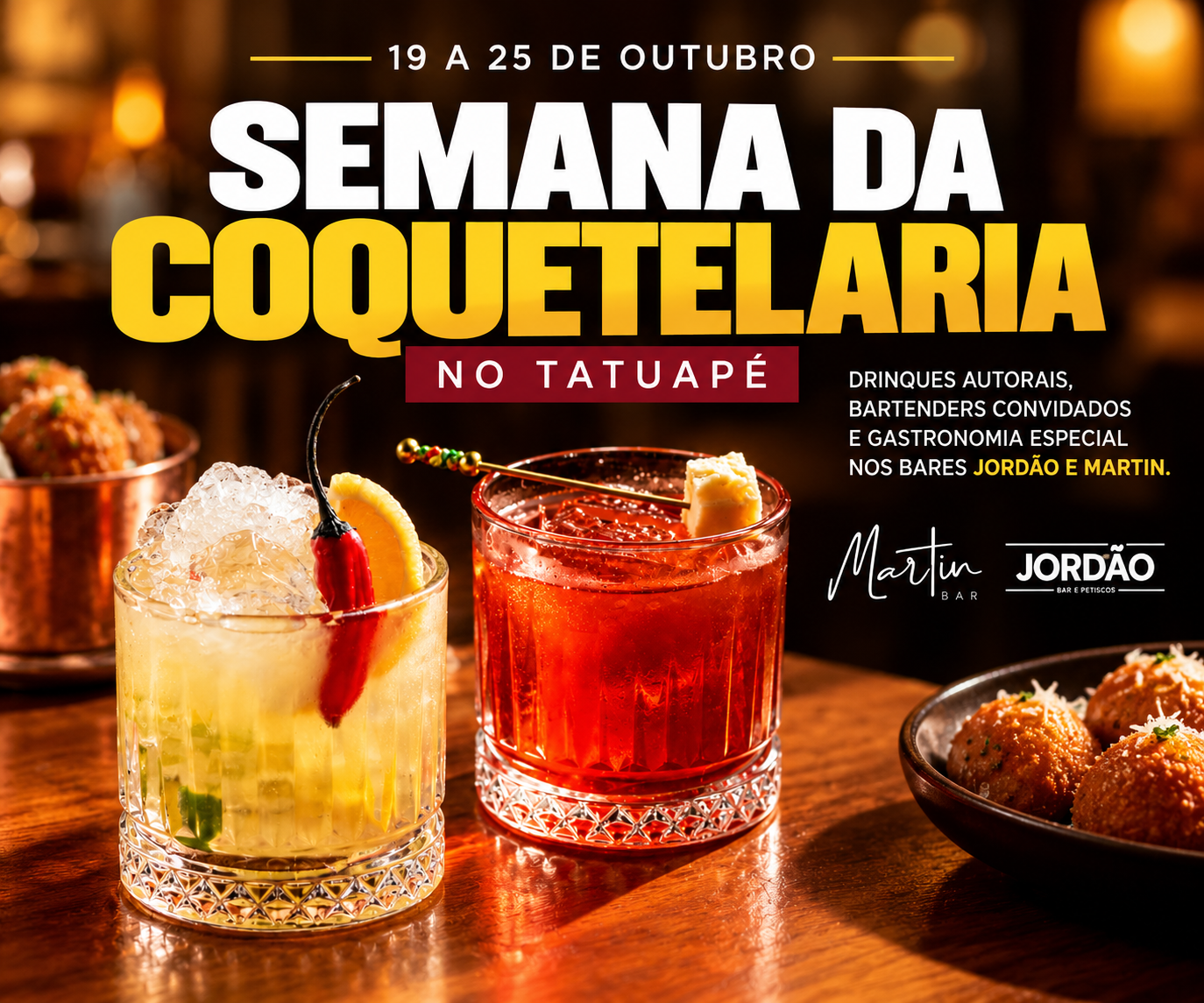 Tatuapé recebe Semana da Coquetelaria com drinques autorais e bartenders convidados